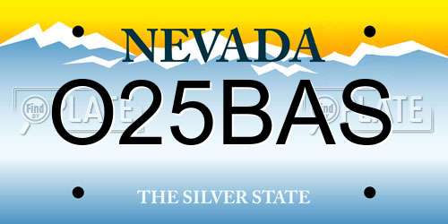 O25BAS Nevada License Plate