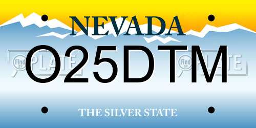 O25DTM Nevada License Plate
