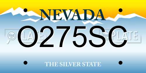 O275SC Nevada License Plate