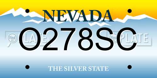 O278SC Nevada License Plate