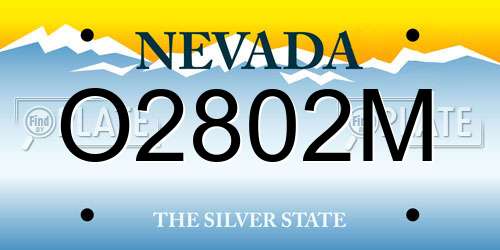 O2802M Nevada License Plate