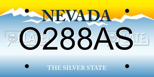 O288AS Nevada License Plate