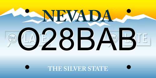 O28BAB Nevada License Plate