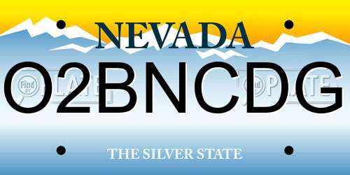 O2BNCDG Nevada License Plate