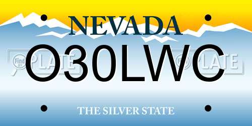 O30LWC Nevada License Plate