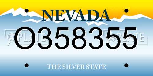 O358355 Nevada License Plate