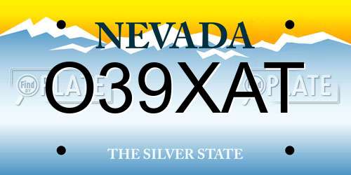 O39XAT Nevada License Plate