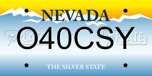 O40CSY Nevada License Plate
