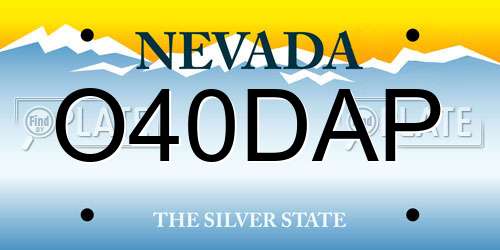 O40DAP Nevada License Plate