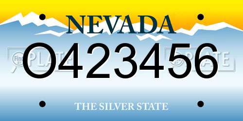 O423456 Nevada License Plate