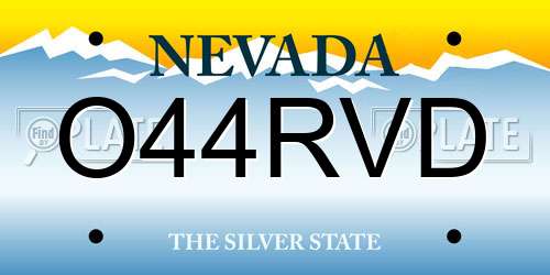 O44RVD Nevada License Plate