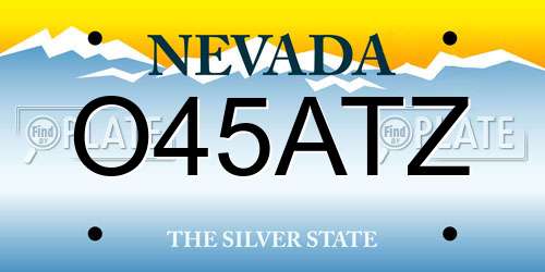 O45ATZ Nevada License Plate
