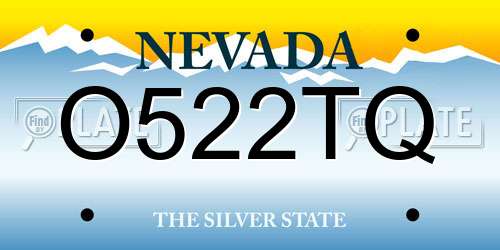 O522TQ Nevada License Plate