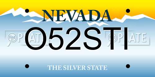 O52STI Nevada License Plate