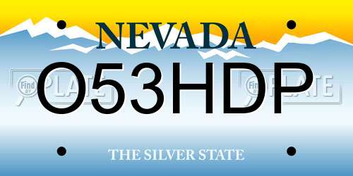O53HDP Nevada License Plate