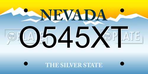 O545XT Nevada License Plate