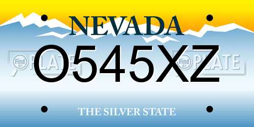 O545XZ Nevada License Plate