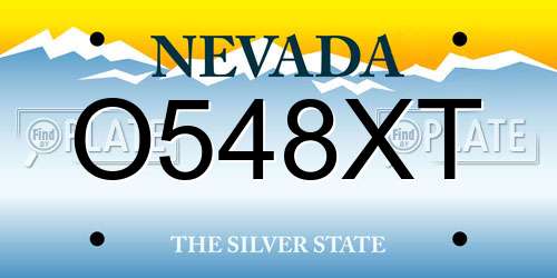 O548XT Nevada License Plate