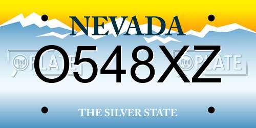 O548XZ Nevada License Plate