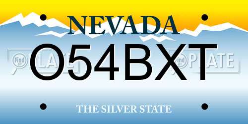 O54BXT Nevada License Plate