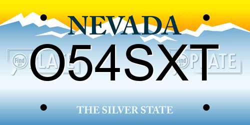 O54SXT Nevada License Plate