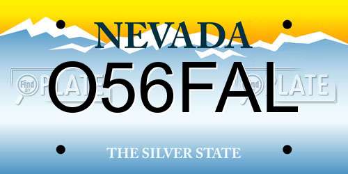 O56FAL Nevada License Plate