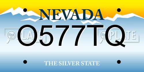 O577TQ Nevada License Plate