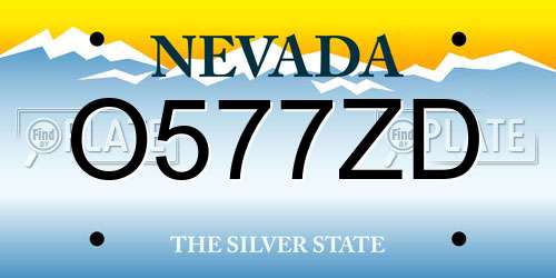 O577ZD Nevada License Plate