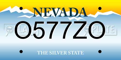 O577ZO Nevada License Plate