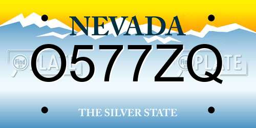 O577ZQ Nevada License Plate