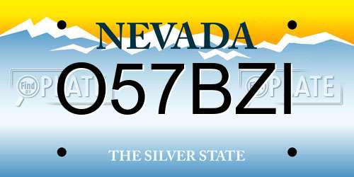 O57BZI Nevada License Plate