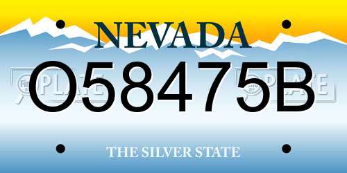 O58475B Nevada License Plate