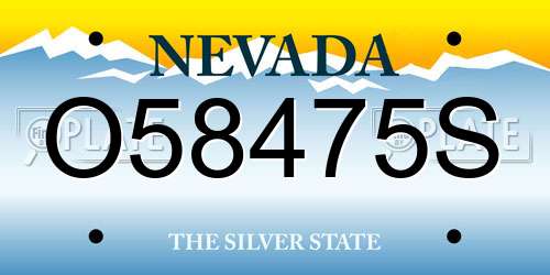 O58475S Nevada License Plate