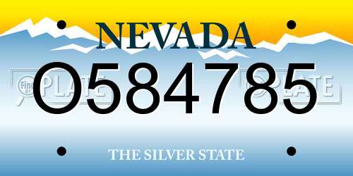 O584785 Nevada License Plate