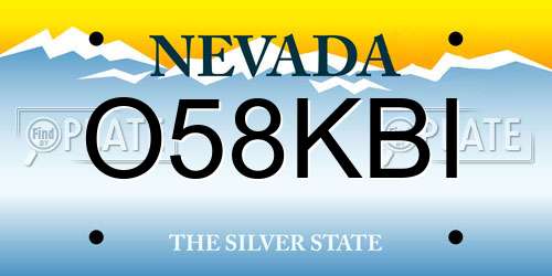 O58KBI Nevada License Plate