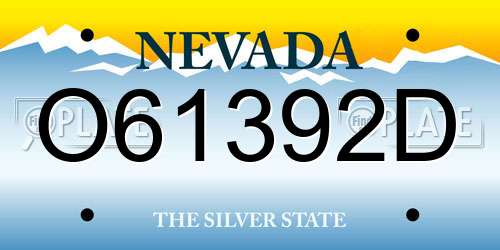 O61392D Nevada License Plate