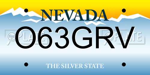 O63GRV Nevada License Plate