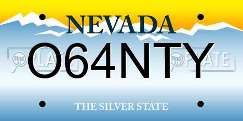 O64NTY Nevada License Plate
