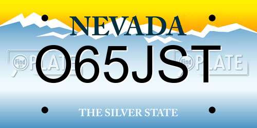 O65JST Nevada License Plate