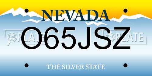 O65JSZ Nevada License Plate
