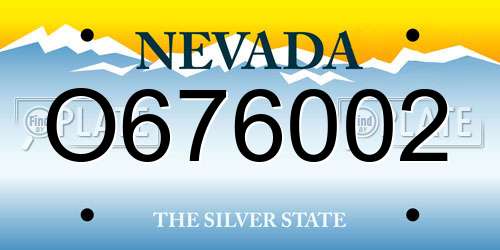 O676002 Nevada License Plate