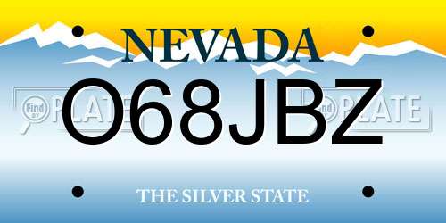 O68JBZ Nevada License Plate