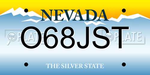 O68JST Nevada License Plate