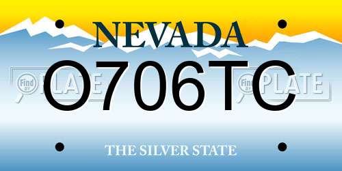 O706TC Nevada License Plate