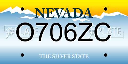 O706ZC Nevada License Plate