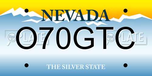 O70GTC Nevada License Plate