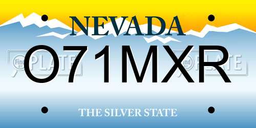 O71MXR Nevada License Plate