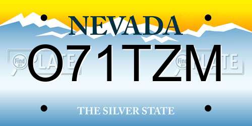 O71TZM Nevada License Plate