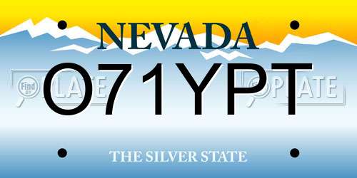 O71YPT Nevada License Plate