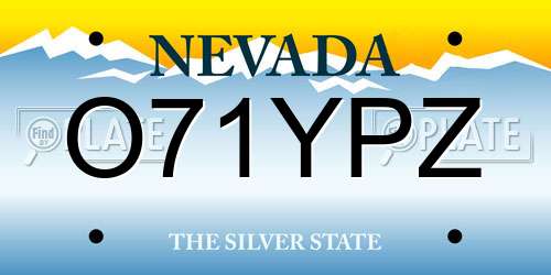 O71YPZ Nevada License Plate